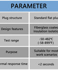 Parameter chart for K Type Mini-Connector Thermocouple Temperature Probe Sensor Pack Of 5, 3 Meter Long, -50C To 482C Range