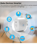 Two Pack Smart Plug That Just Works WiFi Outlet 16A 2200W Max with icons of connected appliances, home setting