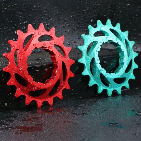 CNC Aluminum Freewheel Cog Set 16T Or 18T For MTB And Fixed Gear Hubs Red Finish Includes Spacer Rings And Lockring