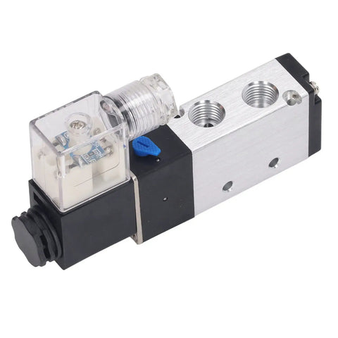 Internally Piloted 5 Way 2 Position Pneumatic Solenoid Valve, DC 12V Control for Reversing Air Flow in Industrial Automation