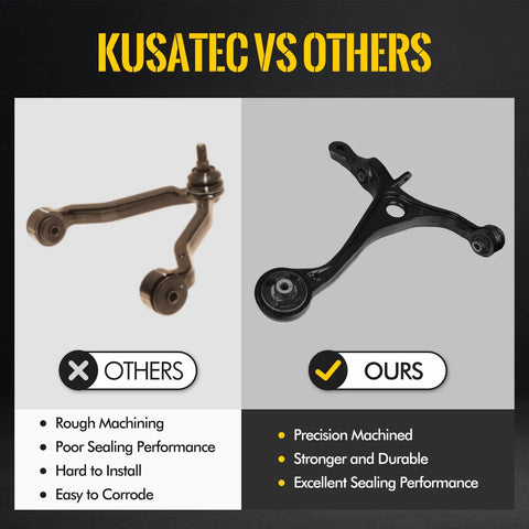 Front Lower Control Arm With Ball Joint Assembly For 2004 2008 Acura TSX And 2003 2007 Honda Accord OE Replacement K640290 K640289 Includes 2 Lower Ball Joints And Driver Plus Passenger Arms For Smooth Steering And Tight Handling. black steel control arm shown in comparison image