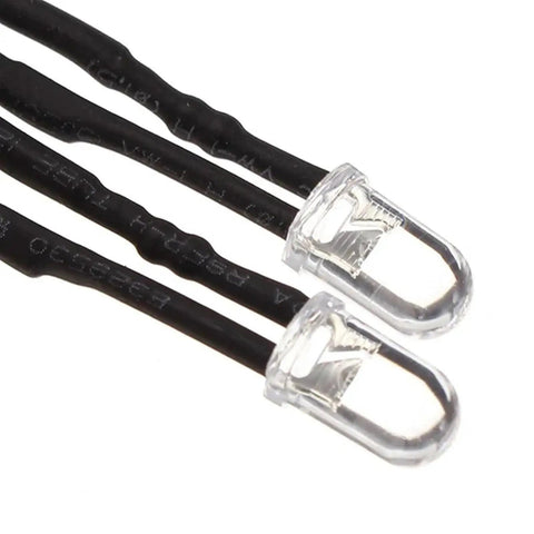 Close-up of clear LED bulbs from Ultra Bright RC LED Light Strips Kit For 1-10 RC Cars Fits JLB Cheetah 21101 31101 EB1013 J3 Ultimate Racing Night Run Upgrade With Realistic Lighting Durable Low Power Draw Easy Install