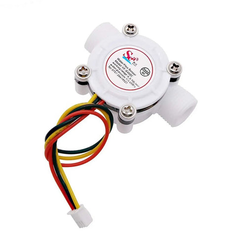 Water Flow Sensor 0.3-10 L/Min Hall Effect Turbine Meter with G3/8 Thread, visible wiring and XH2.54 3-Pin Plug connection