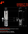Camshaft Position Actuator Solenoid Kit For VVT System Compatible With Chevy Equinox Malibu Cobalt HHR Terrain Captiva Sport Orlando Saturn And Buick GMC Models 2.0L 2.2L 2.4L Engines Replaces 12655421 12655420 product image with dimensions and quality specifications.