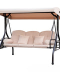 All Weather Outdoor Porch Swing With Stand And Adjustable Canopy Converts To Bed 2 In 1 Convertible Patio Swing With Deep Cup Holder And Thick Cushions