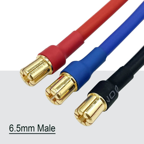 Three Piece Set 6.5mm Bullet Male To Female ESC Extension Cable 10AWG Silicone Wire 10cm for RC cars and boats