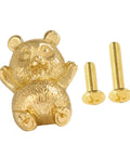 Gold Brass Panda Cabinet Handle With Funny Animal Statue Pull For Wardrobe Drawer Knob And Cupboard Dresser Hardware Suitable For Kitchen Renovation Projects, with screws