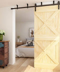 Installed Ceiling Mount Sliding Barn Door Hardware Kit for Closet, 12 Foot Track System Fits 72 Inch Wide Single Wood Door Panel