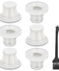 Six-pack HEPA Vacuum Filter Replacement Compatible With LT-117C Handheld Car Vacuum Cleaner with cleaning brush.