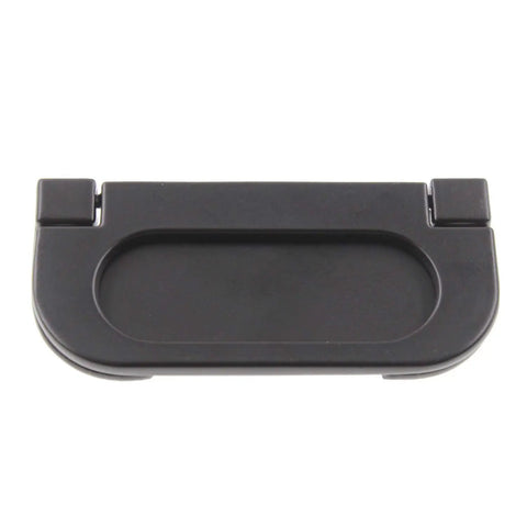 Black zinc alloy hidden recessed drawer pull from 4 Pack Hidden Recessed Drawer Pull Handles For Cabinets And Furniture Metal Zinc Alloy Ring Style Cabinet Hardware With Installation Screws Large Size Durable Easy Install, front view.