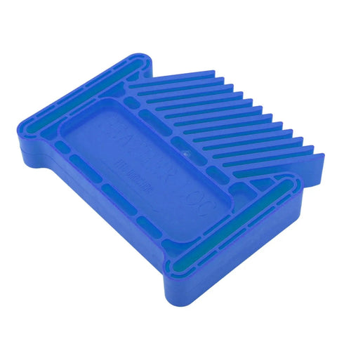 Adjustable Woodworking Featherboard For Table Saws Router Tables Keeps Them Digits Safe Stackable Push Block For Band Saws in blue plastic.