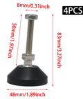 Rock Solid 4 Pack Adjustable M8 x 50mm Leveling Feet featuring durable nylon base and threaded stem for stable support.