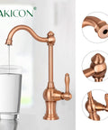 Cold Water Kitchen Water Filter Faucet Brass Body in Antique Copper Finish, 100 Percent Lead Free, High Arc Spout with 360 Degree Rotation
