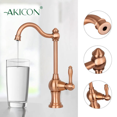 Cold Water Kitchen Water Filter Faucet Brass Body in Antique Copper Finish, 100 Percent Lead Free, High Arc Spout with 360 Degree Rotation