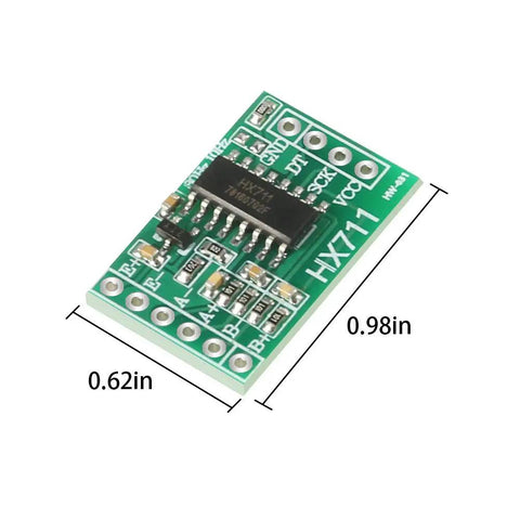 6 Piece HX711 Load Cell Amplifier Module Kit For Weight Sensing And Force Measurement Plug And Play Dual Differential Inputs With On Chip Low Noise PGA Gain 32 64 128 Easy Serial Interface Selectable 10SPS Or 80SPS Data Rate Compact 25x16mm ADC Sensor, green PCB 0.62in x 0.98in