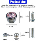 Fresh Pink Bling License Plate Screws 4 Pack, Sparkling Rhinestone Security Bolt Caps size dimensions with screws and hardware components.