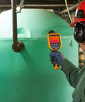 Person using Pro Grade Thermal Imager With IR Fusion, 30 Hz GT1, Dope Touchscreen on industrial equipment.