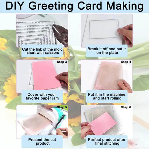 Step-by-step guide for using Six Piece Cutting Dies Set For Card Making And Scrapbooking Includes Rectangle Circle Triangle Square Oval And Hexagon Dies.