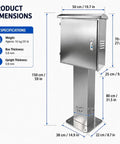 Tough As Nails Outdoor EV Charger Enclosure With Key Lock Security dimensions and specifications with 304 stainless steel material.