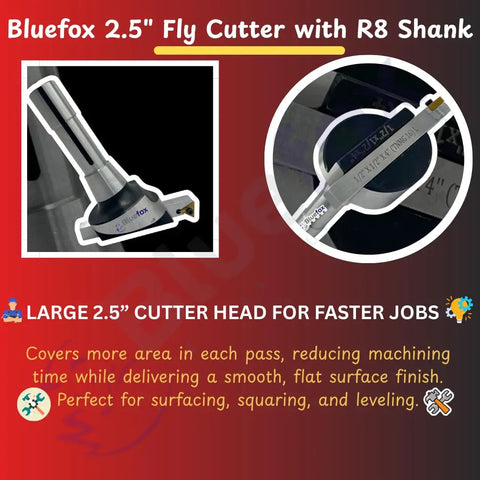Fly Cutter R8 Shank Milling Tool For Bridgeport Milling Machine Includes Half Inch By Half Inch By Four Inch Indexable Tool Bit And Seven Sixteenths UNF Drawbar