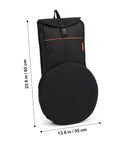 Premium Drum Pad Storage Bag Featuring Slick Waterproof Fabric Cover And Smart Mesh Accessory Organizer Pouch For Snare Stand Gear Gig Ready Hella Durable Travel Case shown in black with padded protection.