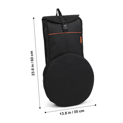 Premium Drum Pad Storage Bag Featuring Slick Waterproof Fabric Cover And Smart Mesh Accessory Organizer Pouch For Snare Stand Gear Gig Ready Hella Durable Travel Case shown in black with padded protection.