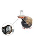 4 Pack Swivel Caster Wheels Set With Ball Casters, Antique Brass Finish, close-up view showing ball bearings and swivel mechanism