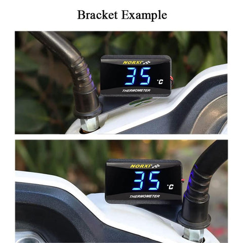NORXI black digital thermometer bracket for motorcycle meter stand with M10 bolt, left holder mounted