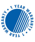 1 Year Warranty seal in blue with text around a circle, emphasizing product assurance for Built Like A Tank 4 Inch Magnetic Prism Vise Jaw Pads.