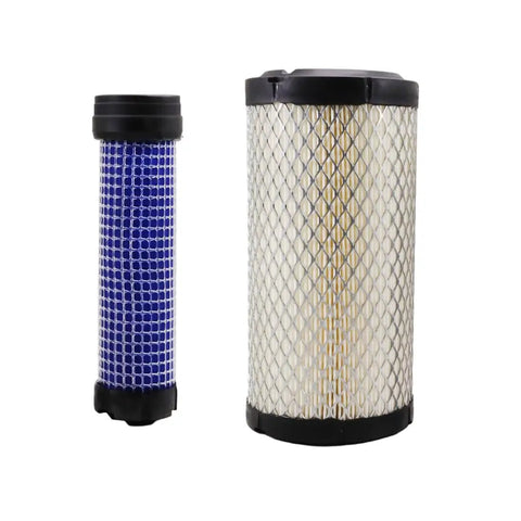 All In One Filter Kit For MT125 Tractor Replacement Set With Oil Filter Fuel Filter Air Filter Hydraulic Filter Includes 11930535150 40358122 40049450 40195621 40220109 showing two cylindrical filters, one blue mesh and one white mesh.