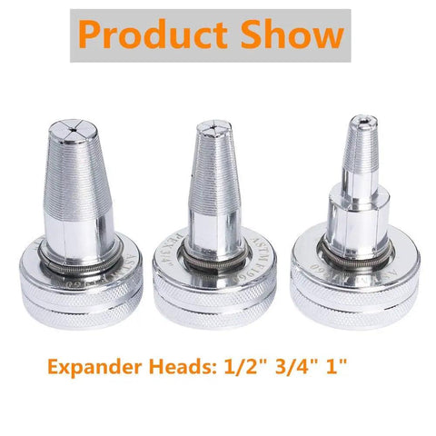 Pex Tube Expansion Tool Kit With 1/2, 3/4, 1 Inch Expansion Heads, chrome-plated finish for corrosion resistance