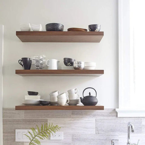 Walnut Wood Veneer Edge Banding Tape Roll Three Quarters Of An Inch By Fifty Feet Pre Glued Iron On With Hot Melt Adhesive Smooth Sanded Finish on wall shelves