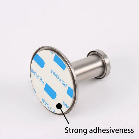 Close-up of Six Pack Self Adhesive Wall Coat Hooks Heavy Duty Stainless Steel Robe Hooks With 12 Pound Capacity showing adhesive base.