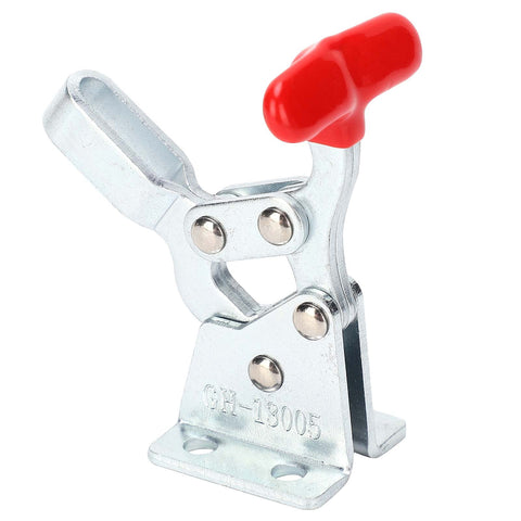 Front view of metal elbow-style clamp from Two-Piece Quick Release Toggle Clamp Set For Woodworking Jigs And Fixtures.