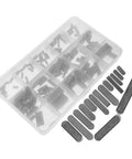 Heavy Hitting 140 Piece Stainless Steel Round Ended Parallel Woodruff Key Set Brings Pro Quality To Your Hot Rod Garage Or Workshop For High Performance Torque Transmission Secure Locking In Any Heavy Industrial Grind You Want To Run Today. assorted woodruff keys in plastic organizer, stainless steel