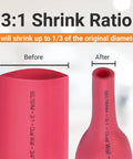 Marine Grade Heat Shrink Tubing Kit Large Size Assortment One Half Inch Five Eighths Inch Three Quarters Inch Dual Wall Adhesive 3:1 Shrink Ratio