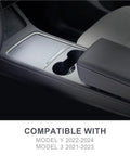 Center Console Organizer For Tesla Model Y And Model 3 With Backlit Transparent Lid And Smooth Sliding Tray Carbon Edition