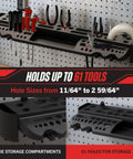 Heavy Duty Wall Mounted Tool Organizer With 61 Hole Screwdriver Holder 4 Hooks And 2 Compartments Utility Shelf Pliers Rack