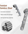 Stainless Steel Sliding Barn Door Hardware Kit 6 Foot, Smooth Quiet Operation, Easy Install, Anti Rust Satin Brushed Finish