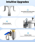 Beefy 304 Stainless Steel Bag Filter Housing, 2 Inch NPT Inlet Outlet with pre-drilled mounting holes and exhaust valve features