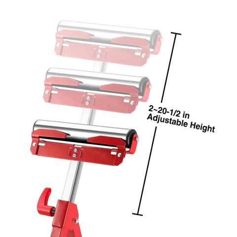 Folding Roller Stand Height Adjustable For Woodworking, Heavy Duty 250 Lb Load Capacity, showing adjustable height mechanism.