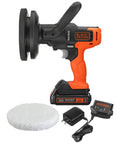 Matrix 20V Max Buffer Kit For Cars Floors And Furniture With 3500 RPM Random Orbital Polisher, Cordless Power Unit, Battery And Charger Included, Orange shown with attachments
