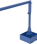 Straight Up Heavy Duty Steel Portable Jib Crane With 10 Ft I Beam And 250 Pound Capacity, blue steel base and beam for workshop lifting.