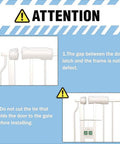Attention notice for Extra Wide Pressure Mount Baby Gate Auto Close With Walk Through, White Metal Safety Gate installation