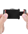 Hands adjusting the Handy Cell Phone Clip for Golf Training, easy setup for quick swing feedback on clubs, flags, and alignment sticks.