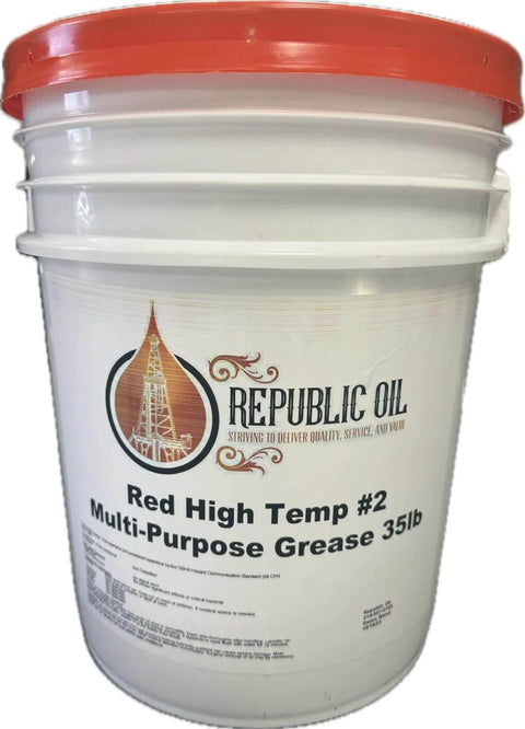 Red High Temp Grade Two Lithium Complex Multi Purpose Grease 35 Pound Pail For Wheel Bearings And Chassis EP2 Extreme Pressure Heavy Duty Fifth Wheels Agriculture And Construction