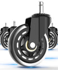 Set of 5 Quiet 3 Inch Rubber Office Chair Caster Wheels with Universal 11x22mm Stem, Heavy Duty Replacement for All Floors Black
