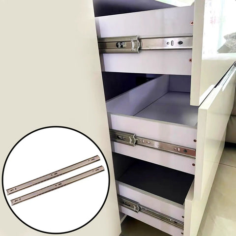 Heavy Duty 15 Inch Drawer Slides 2 Pairs With Full Extension Up To 24.4 Inches Side Mount Rails Includes Screws For Quick Drill Install Solid Steel Ball Bearings Great For Cabinets And Dressers, side-mounted in cabinet drawer