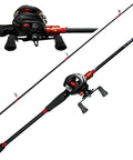 Baitcasting Fishing Rod And Reel Combo 6 Foot Or 7 Foot Two Piece Fiberglass Wrapped Carbon Fiber Rod With EVA Handle Right Hand Reel.