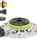8 Pattern Turret Sprinkler With Adjustable Spray Heads On A Durable Metal Base For Precise Lawn And Garden Watering